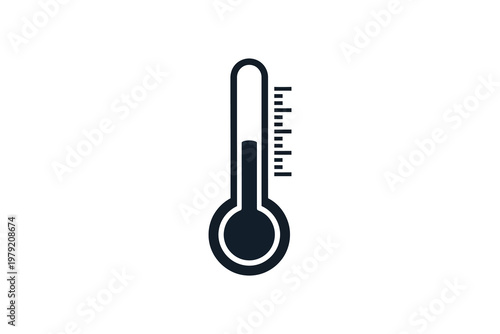 Black and white thermometer with temperature measurement