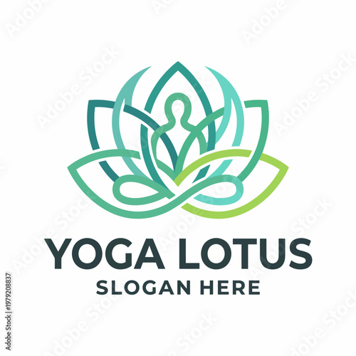 An elegant lotus design that symbolizes tranquility and wellness in yoga practice, conveying peace and balance within, perfect for wellness brands and yoga studios.
