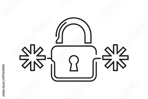 Black and white lock with asterisks on both sides padlock