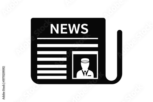 Black and white newspaper with person silhouette media