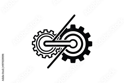 Black and white gears with crossed wrench gear wrench
