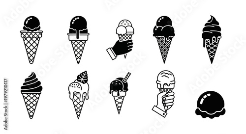 Ice Cream Cones Collection: Vector Icons and Illustrations