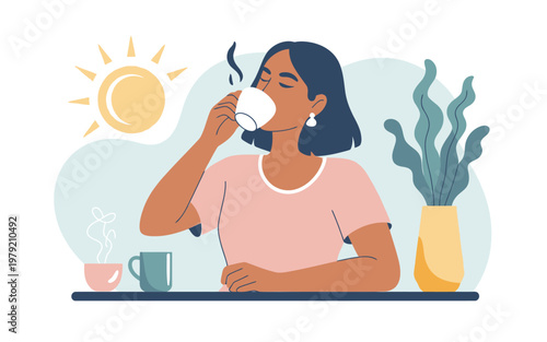 A happy family sits together on a red sofa in a cozy living room