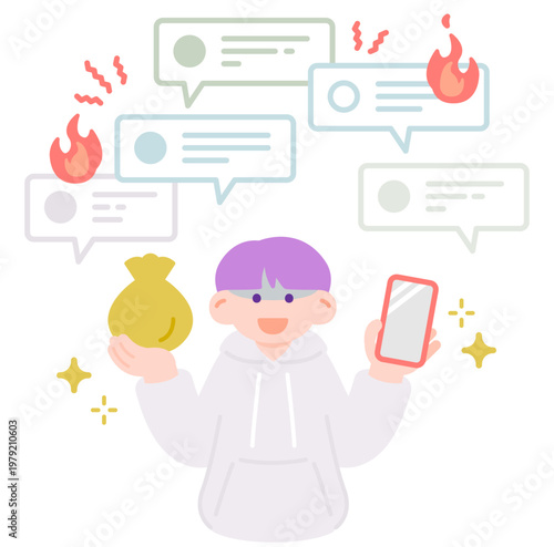 炎上やバズを利用して収益や売上を伸ばす男性