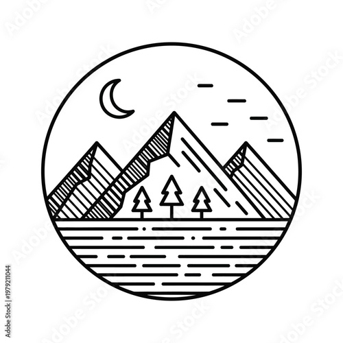 Mountain Landscape Circle Graphic Design Commerce