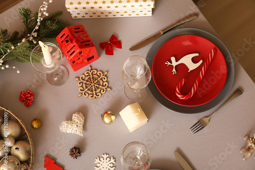 Festive table setting with ...