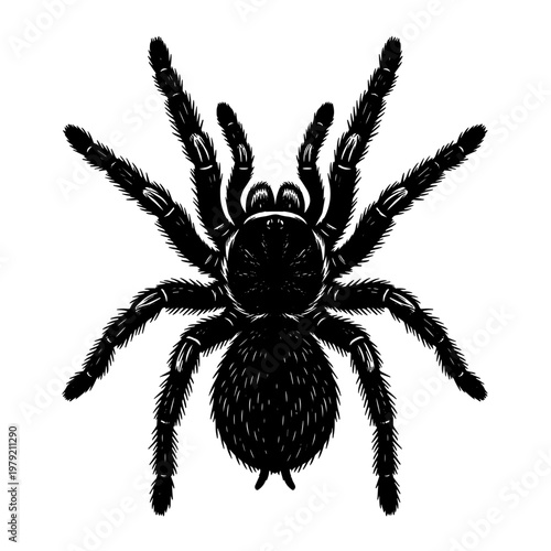 spider Tarantula isolated on silhouette illustration vector