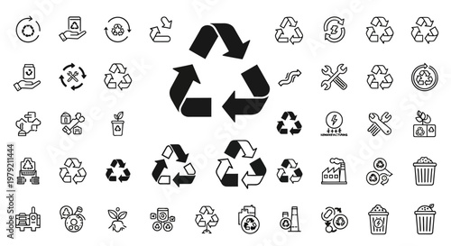 Recycling Symbols and Icons Collection: Eco-Friendly and Sustainability Graphics