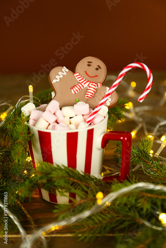 Cup of tasty cocoa drink wi...