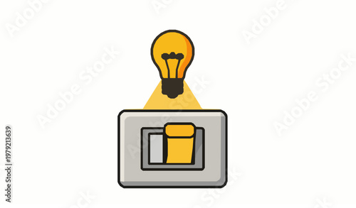 Light switch on idea inspiration flat vector