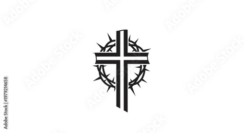 Christian cross with thorns symbol.