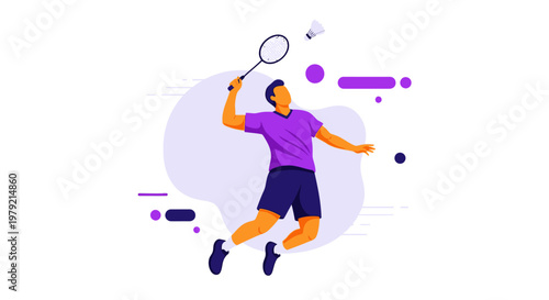 Man Playing Tennis with Racket.