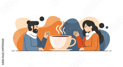 Couple Drinking Coffee Together Socially.