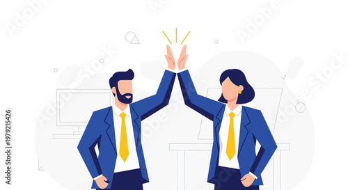Business People High Five Each Other.