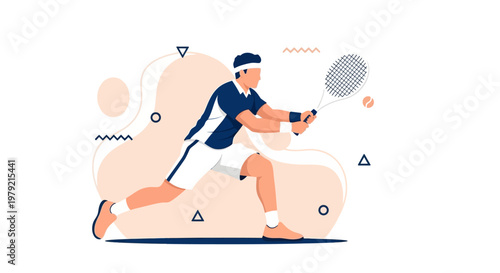 Man playing tennis with racket.