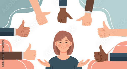 Woman receiving approval from others.