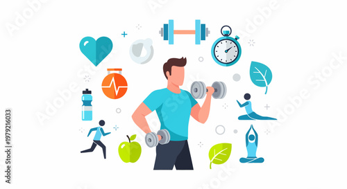 Man doing exercise with dumbbell weights.