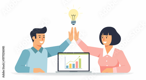 Business people high five success.