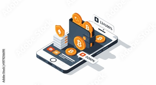 Digital wallet on a smartphone displaying Bitcoin cryptocurrency and financial transactions.