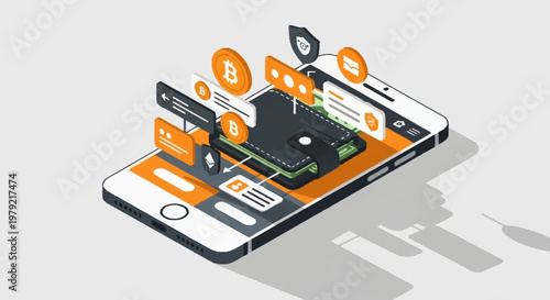 Digital cryptocurrency wallet on a smartphone screen, representing online financial transactions and security.