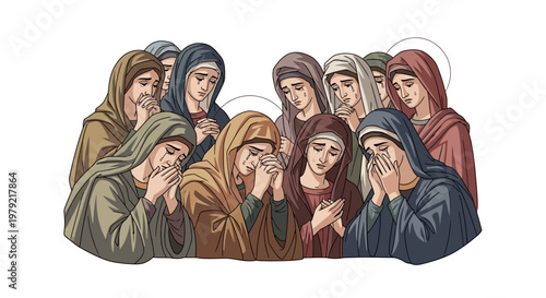 Group of Mourning Women in Religious Art.