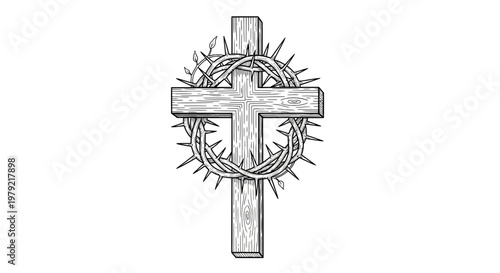 Christian cross with crown of thorns.