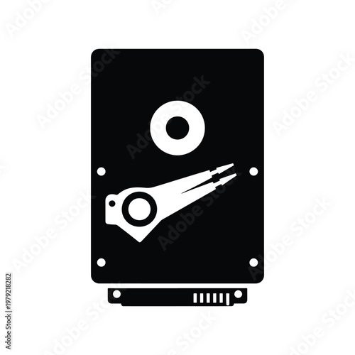 External hard disk drive HDD silhouette isolated on white