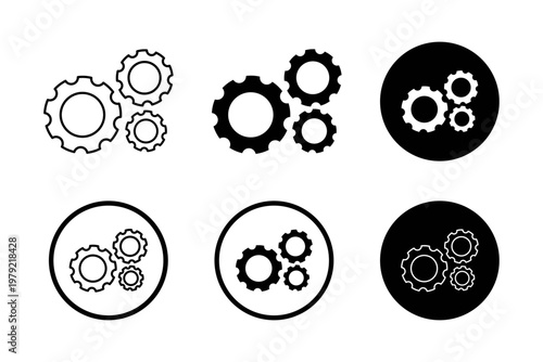 Gears mechanism icon. Cogwheel and settings symbol. Technology control, process automation, setting and process management symbol. Interface and machinery sign. stock illustration