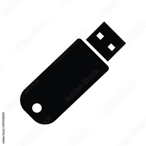 USB flash drive silhouette portable data storage icon