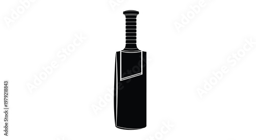 A black silhouette of a cricket bat against a white background