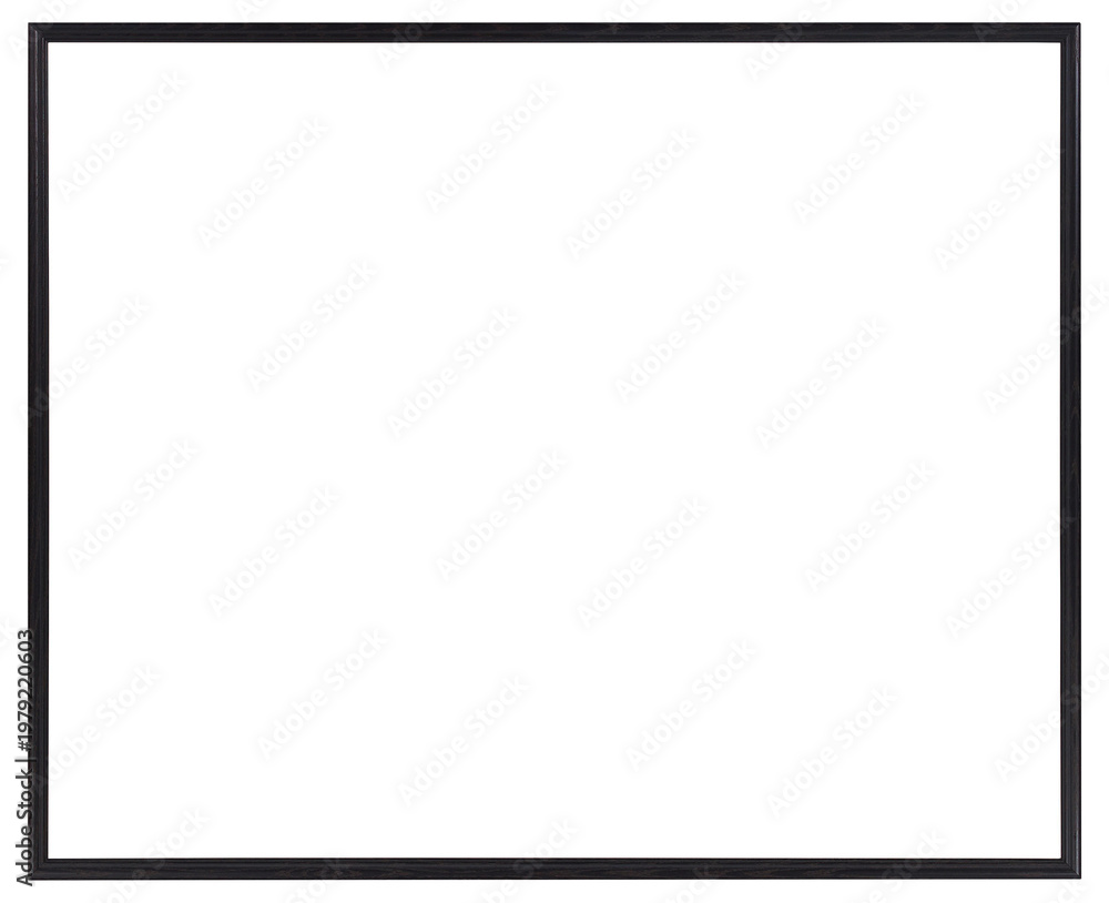 Obraz premium Narrow black antique picture frame on transparent background, in PNG format.