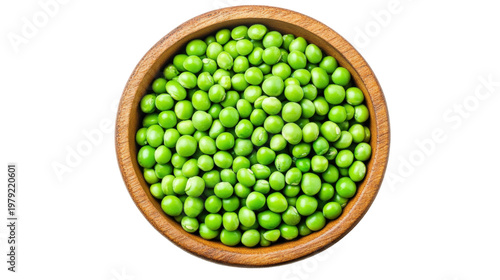 Wooden bowl of fresh green peas, vibrant color, healthy vegetable, natural food, raw ingredient, plant-based, vitamin-rich, delicious side dish, wholesome meal, garden fresh, organic.