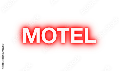 Neon Motel Sign, Red Glowing no background PNG, Retro Roadside Signage