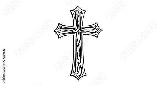 Detailed Christian Cross Religious Symbol.
