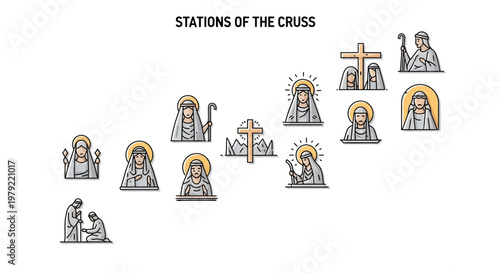 Stations of the Cross illustrations.