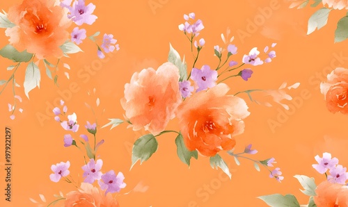 seamless pattern of dense ranunculuses roses and wildflowers bouquets