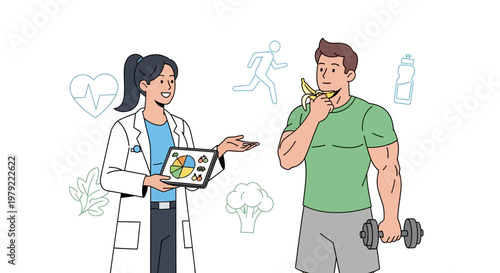 Fitness consultant and client discussion.