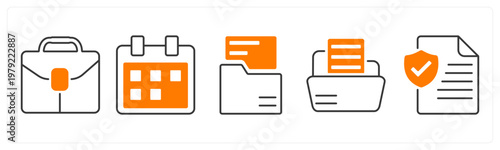 A set of 5 mix icons as briefcase, schedule, folder