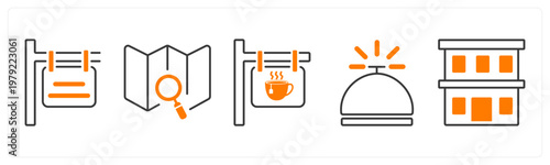 A set of 5 mix icons as direction, navigation, direction
