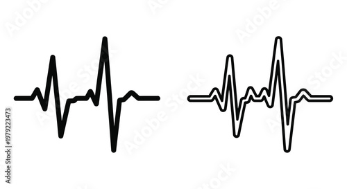 Two black heartbeat lines representing life and medical monitoring silhouette