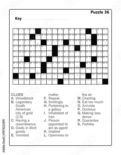 Printable Word Fill-in Puzzle Worksheet for Kids and Adults - Brain Teaser Activity Acrostic Vol 2 Puzzle 36