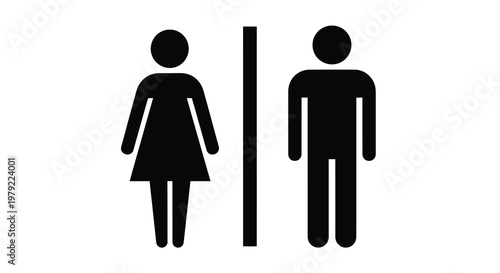Public restroom signage depicting male and female figures a black silhouette