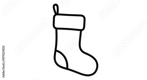 Simple black outline drawing of a christmas stocking silhouette