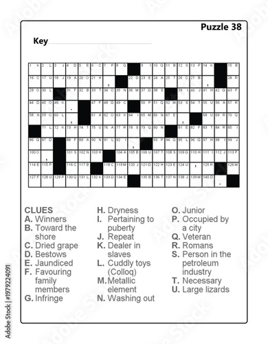 Printable Word Cryptoquip- Brain Teaser Clues and Vocabulary Game Acrostic Vol 2 Puzzle 38