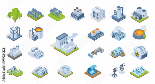 Buildings and industrial structures icons.