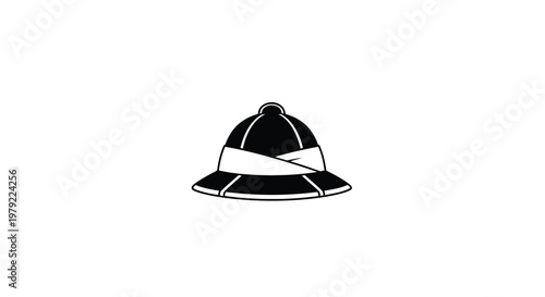 A simple black and white illustration of a pith helmet