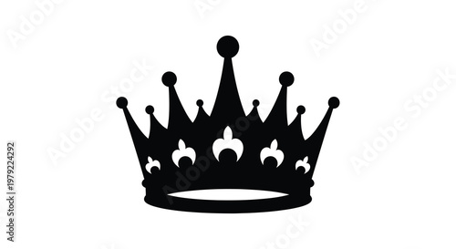 Detailed black crown illustration a regal and ornate silhouette