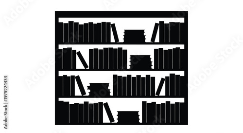 Black bookshelf filled with books a striking silhouette