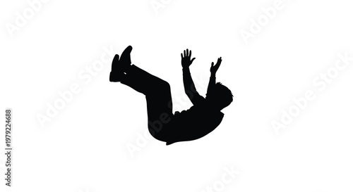 A person dramatically falling through the air a striking silhouette