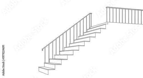 Minimalist line drawing of a staircase ascending to the right